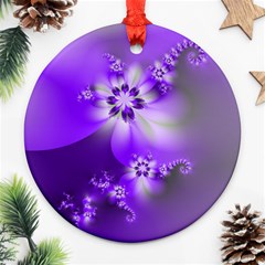 Violet Purple Flower Print Ornament (round) by SpinnyChairDesigns