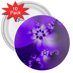 Violet Purple Flower Print 3  Buttons (10 Pack)  by SpinnyChairDesigns