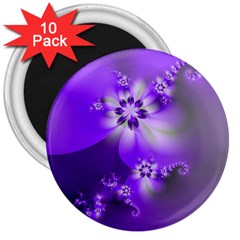 Violet Purple Flower Print 3  Magnets (10 Pack)  by SpinnyChairDesigns