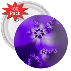 Violet Purple Flower Print 3  Buttons (100 Pack)  by SpinnyChairDesigns