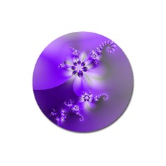 Violet Purple Flower Print Magnet 3  (round) by SpinnyChairDesigns