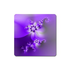 Violet Purple Flower Print Square Magnet by SpinnyChairDesigns