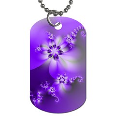 Violet Purple Flower Print Dog Tag (one Side) by SpinnyChairDesigns