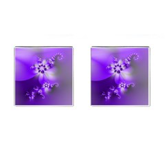 Violet Purple Flower Print Cufflinks (square) by SpinnyChairDesigns