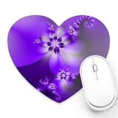 Violet Purple Flower Print Heart Mousepads by SpinnyChairDesigns