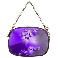 Violet Purple Flower Print Chain Purse (two Sides) by SpinnyChairDesigns