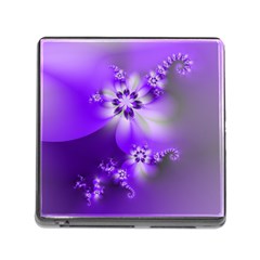 Violet Purple Flower Print Memory Card Reader (square 5 Slot) by SpinnyChairDesigns