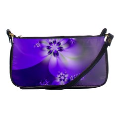 Violet Purple Flower Print Shoulder Clutch Bag by SpinnyChairDesigns