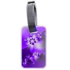 Violet Purple Flower Print Luggage Tag (two Sides) by SpinnyChairDesigns