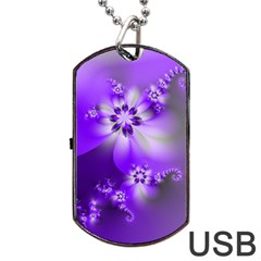 Violet Purple Flower Print Dog Tag Usb Flash (two Sides) by SpinnyChairDesigns