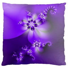 Violet Purple Flower Print Large Cushion Case (two Sides) by SpinnyChairDesigns