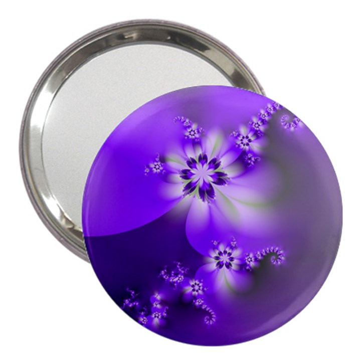 Violet Purple Flower Print 3  Handbag Mirrors