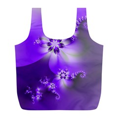 Violet Purple Flower Print Full Print Recycle Bag (l) by SpinnyChairDesigns