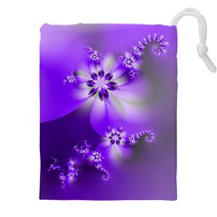 Violet Purple Flower Print Drawstring Pouch (5xl) by SpinnyChairDesigns