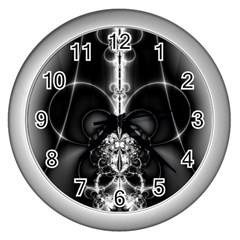 Abstract Black And White Art Wall Clock (silver) by SpinnyChairDesigns