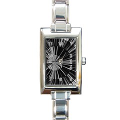 Abstract Black And White Stripes Rectangle Italian Charm Watch by SpinnyChairDesigns