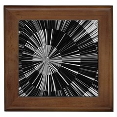 Abstract Black And White Stripes Framed Tile by SpinnyChairDesigns