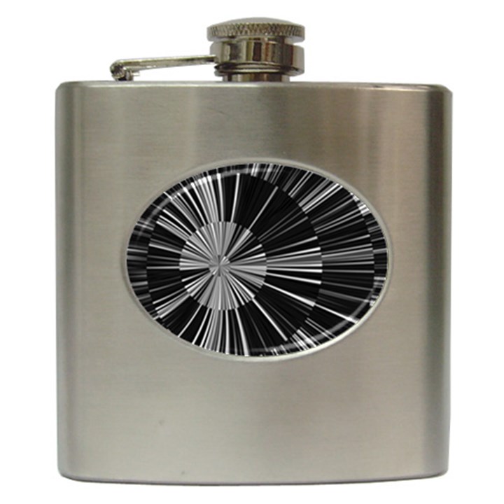 Abstract Black and White Stripes Hip Flask (6 oz)