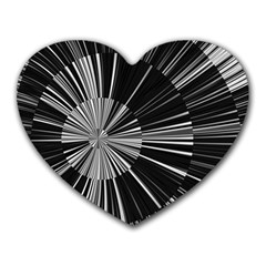 Abstract Black And White Stripes Heart Mousepads by SpinnyChairDesigns