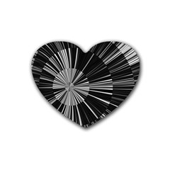 Abstract Black And White Stripes Heart Coaster (4 Pack)  by SpinnyChairDesigns