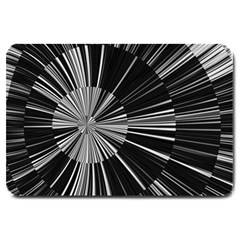 Abstract Black And White Stripes Large Doormat  by SpinnyChairDesigns