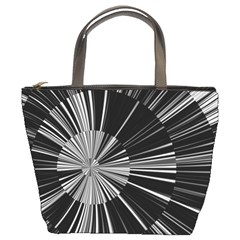 Abstract Black And White Stripes Bucket Bag by SpinnyChairDesigns