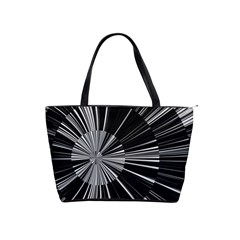 Abstract Black And White Stripes Classic Shoulder Handbag by SpinnyChairDesigns