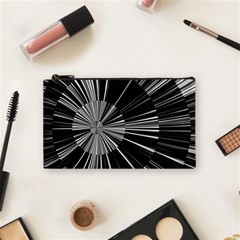 Abstract Black And White Stripes Cosmetic Bag (small) by SpinnyChairDesigns