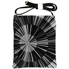 Abstract Black And White Stripes Shoulder Sling Bag by SpinnyChairDesigns