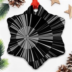 Abstract Black And White Stripes Ornament (snowflake) by SpinnyChairDesigns