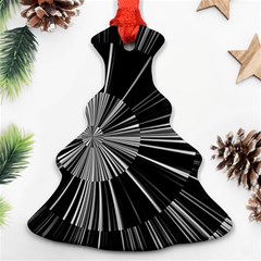 Abstract Black And White Stripes Christmas Tree Ornament (two Sides) by SpinnyChairDesigns