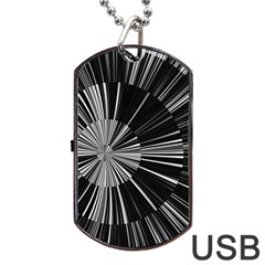 Abstract Black And White Stripes Dog Tag Usb Flash (one Side) by SpinnyChairDesigns