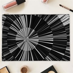 Abstract Black And White Stripes Cosmetic Bag (xxl) by SpinnyChairDesigns