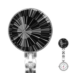 Abstract Black And White Stripes Stainless Steel Nurses Watch by SpinnyChairDesigns