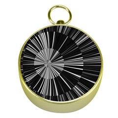 Abstract Black And White Stripes Gold Compasses by SpinnyChairDesigns