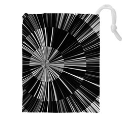 Abstract Black And White Stripes Drawstring Pouch (5xl) by SpinnyChairDesigns