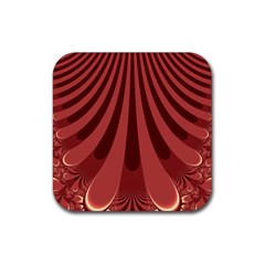 Vermilion Stripes Rubber Coaster (Square) 