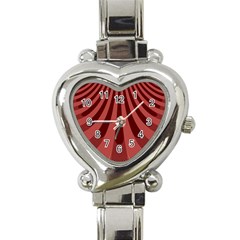 Vermilion Stripes Heart Italian Charm Watch by SpinnyChairDesigns