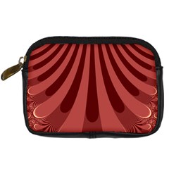 Vermilion Stripes Digital Camera Leather Case by SpinnyChairDesigns