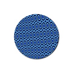 Abstract Blue Circles Mosaic Rubber Coaster (round)  by SpinnyChairDesigns