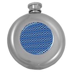 Abstract Blue Circles Mosaic Round Hip Flask (5 Oz) by SpinnyChairDesigns