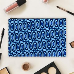 Abstract Blue Circles Mosaic Cosmetic Bag (large) by SpinnyChairDesigns