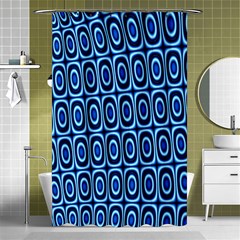 Abstract Blue Circles Mosaic Shower Curtain 48  X 72  (small)  by SpinnyChairDesigns