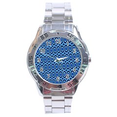 Abstract Blue Circles Mosaic Stainless Steel Analogue Watch by SpinnyChairDesigns