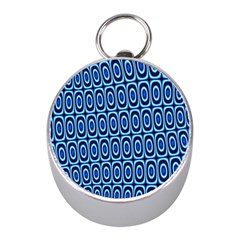 Abstract Blue Circles Mosaic Mini Silver Compasses by SpinnyChairDesigns