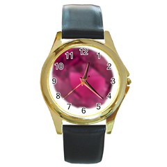 Fun Fuschia Round Gold Metal Watch by Janetaudreywilson