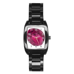 Fun Fuschia Stainless Steel Barrel Watch by Janetaudreywilson