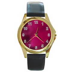 Fun Fuschia Round Gold Metal Watch by Janetaudreywilson