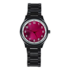 Fun Fuschia Stainless Steel Round Watch by Janetaudreywilson