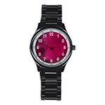 Fun Fuschia Stainless Steel Round Watch Front